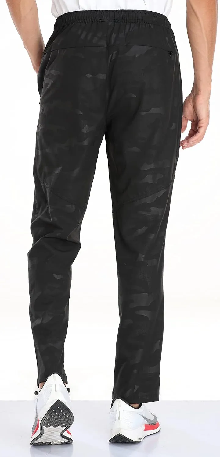 AIRIKE Men's Elastic Waist Hiking Pants Water Resistant Quick-Dry Lightweight Outdoor Sweatpants with Zipper Pockets