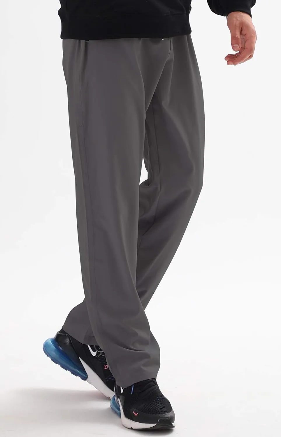 AIRIKE Men's Elastic Waist Hiking Pants Water Resistant Quick-Dry Lightweight Outdoor Sweatpants with Zipper Pockets