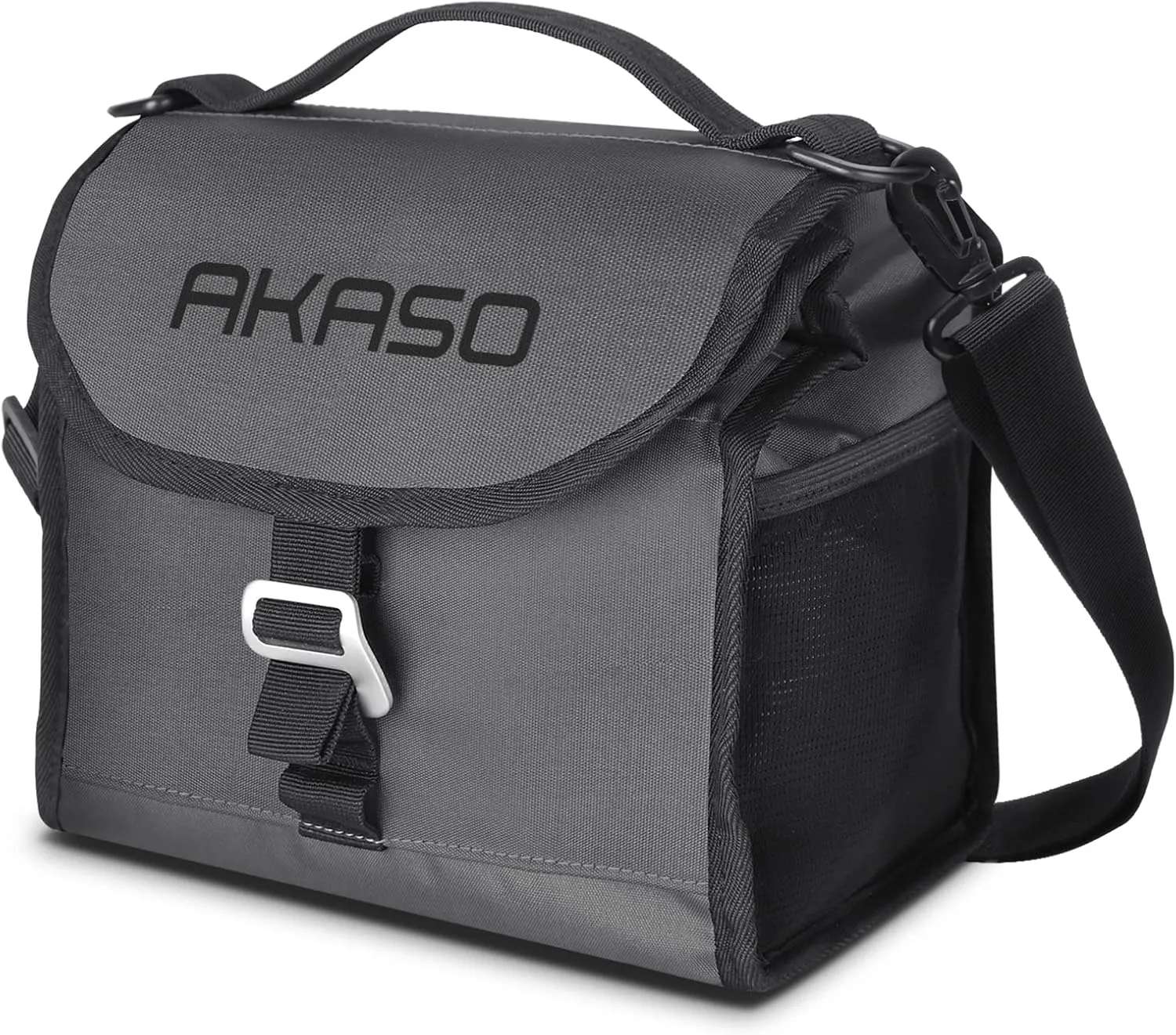 AKASO Insulated Cooler Lunch Bag Packable Lunch Box 12 Can Cooler Bag with Adjustable Shoulder Strap for Office Picnic, Dark Gray