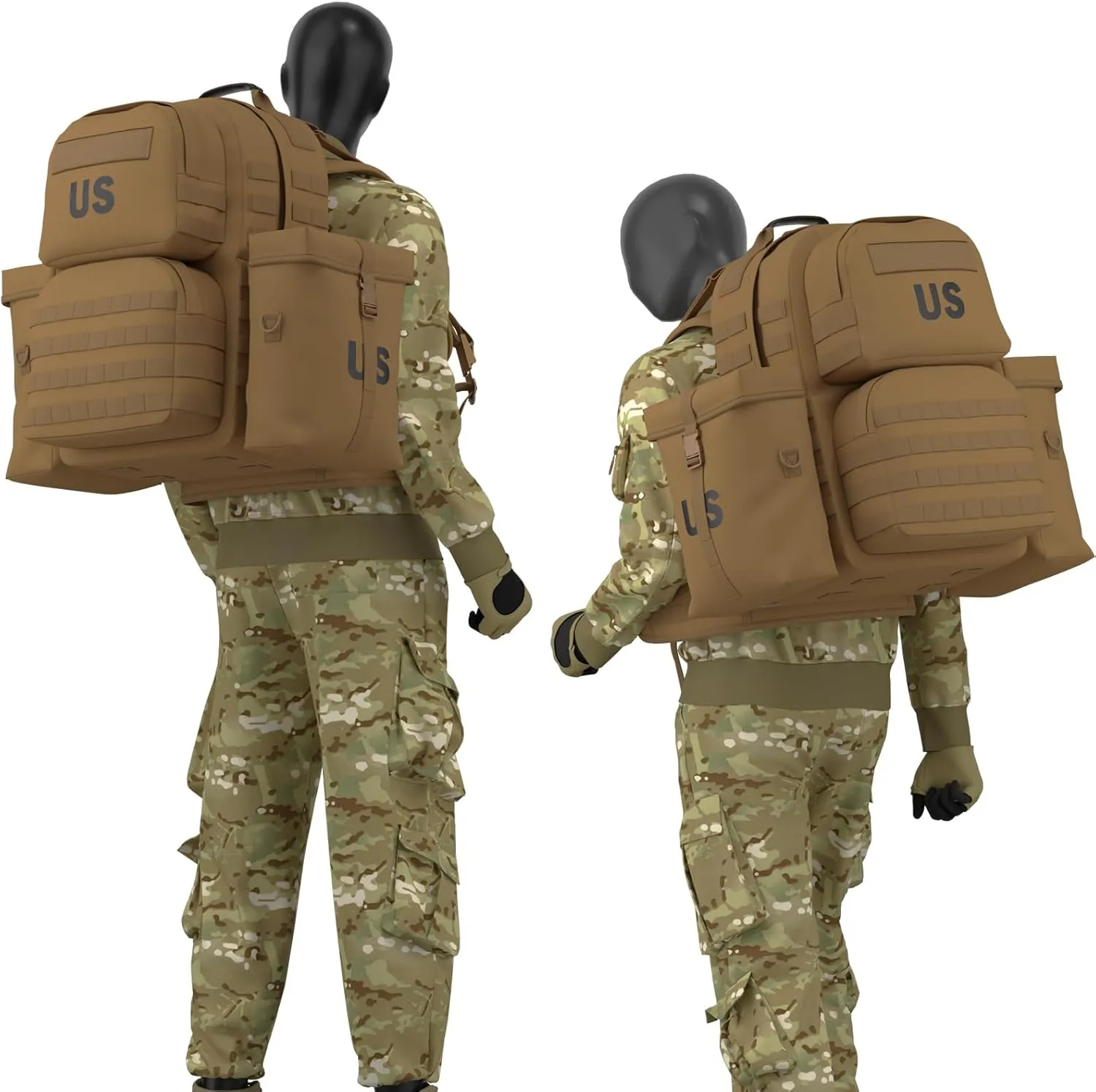 Akmax MOLLE II Medium Rucksack Military Tactical Backpack with Detachable Side Pouches & Upgraded Frame for Enhanced Comfort