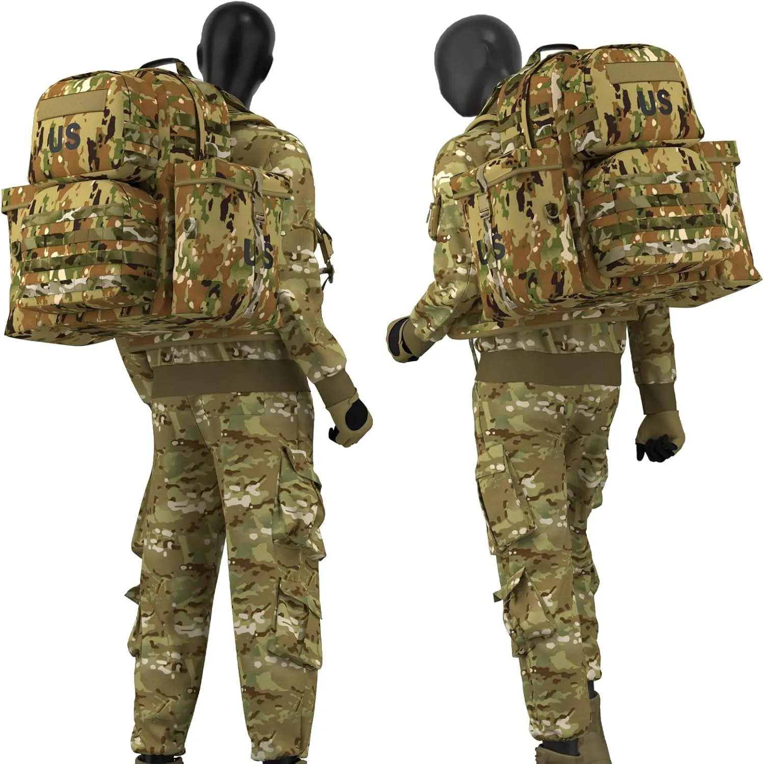 Akmax MOLLE II Medium Rucksack Military Tactical Backpack with Detachable Side Pouches & Upgraded Frame for Enhanced Comfort