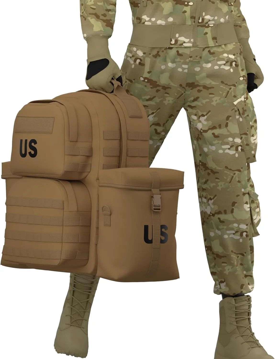 Akmax MOLLE II Medium Rucksack Military Tactical Backpack with Detachable Side Pouches & Upgraded Frame for Enhanced Comfort