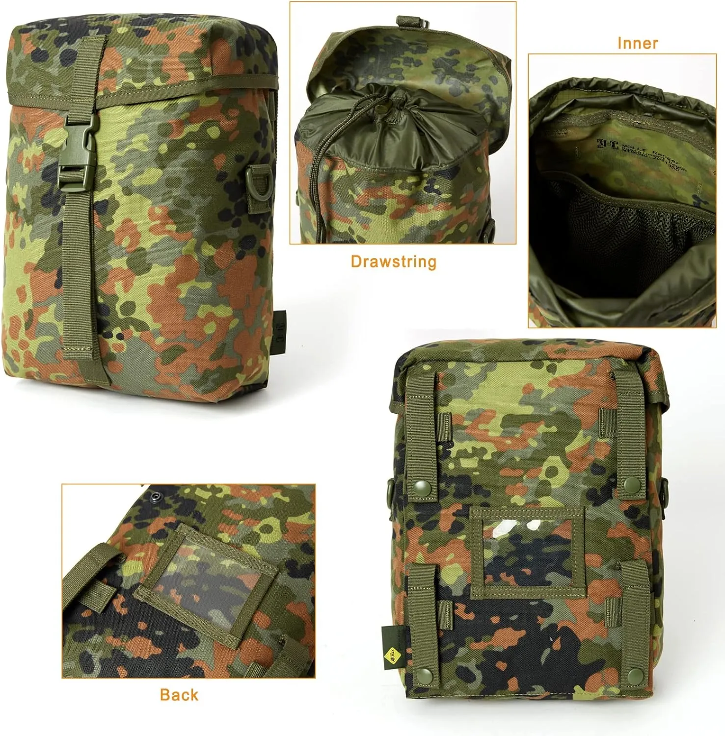 Akmax MOLLE II Medium Rucksack Military Tactical Backpack with Detachable Side Pouches & Upgraded Frame for Enhanced Comfort