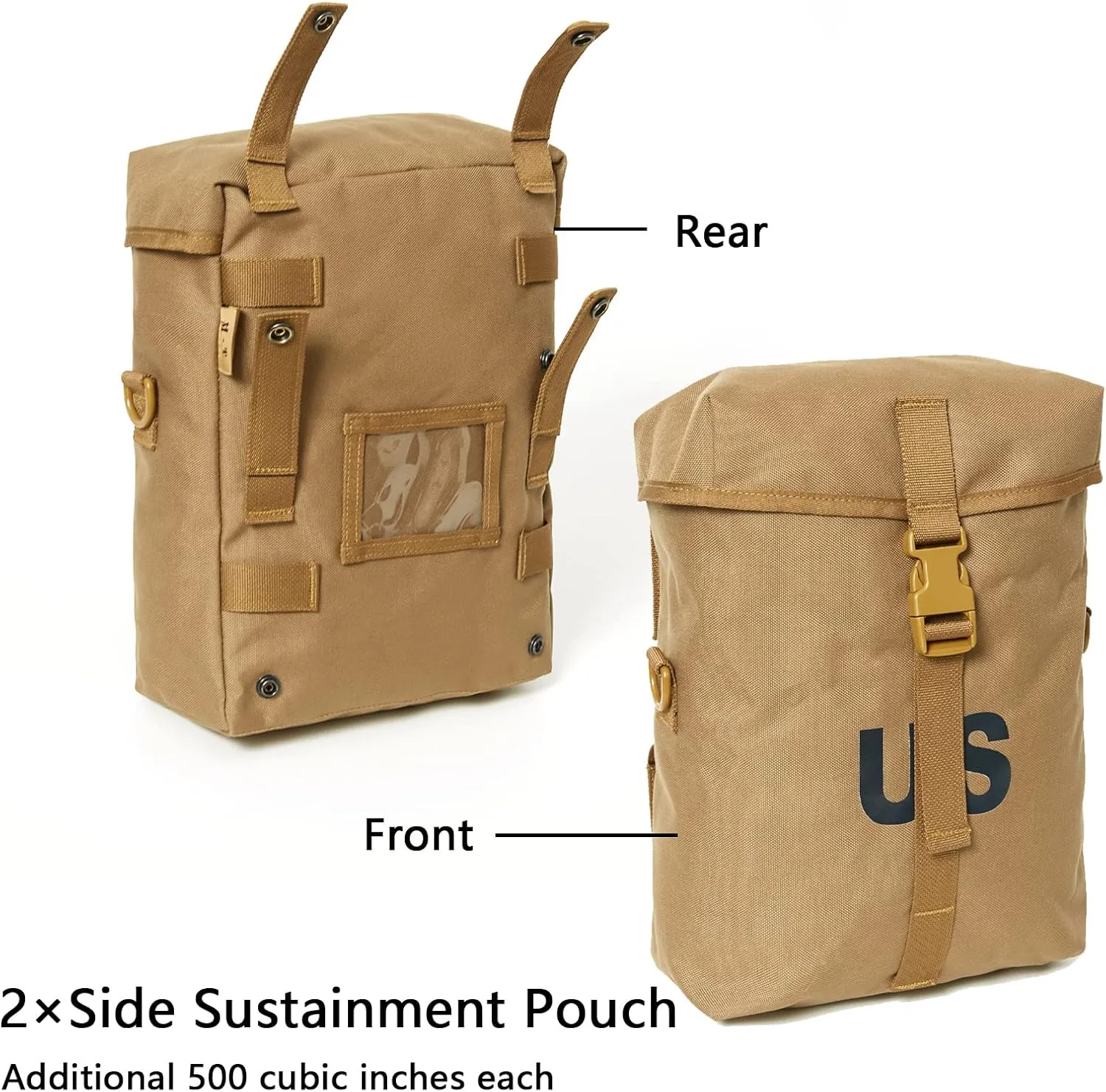 Akmax MOLLE II Medium Rucksack Military Tactical Backpack with Detachable Side Pouches & Upgraded Frame for Enhanced Comfort