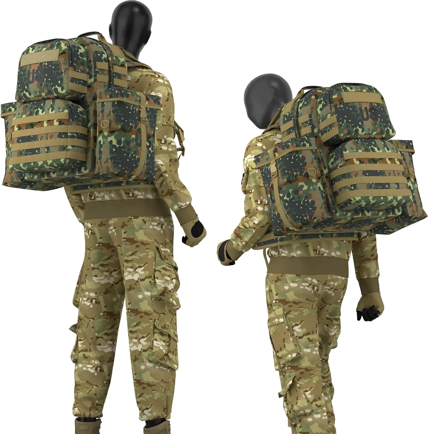 Akmax MOLLE II Medium Rucksack Military Tactical Backpack with Detachable Side Pouches & Upgraded Frame for Enhanced Comfort