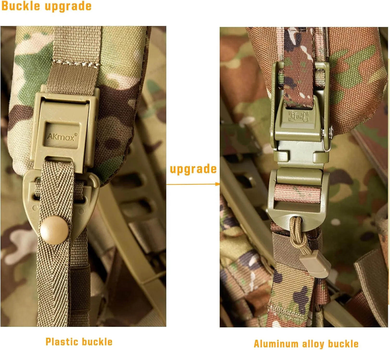 Akmax MOLLE II Medium Rucksack Military Tactical Backpack with Detachable Side Pouches & Upgraded Frame for Enhanced Comfort