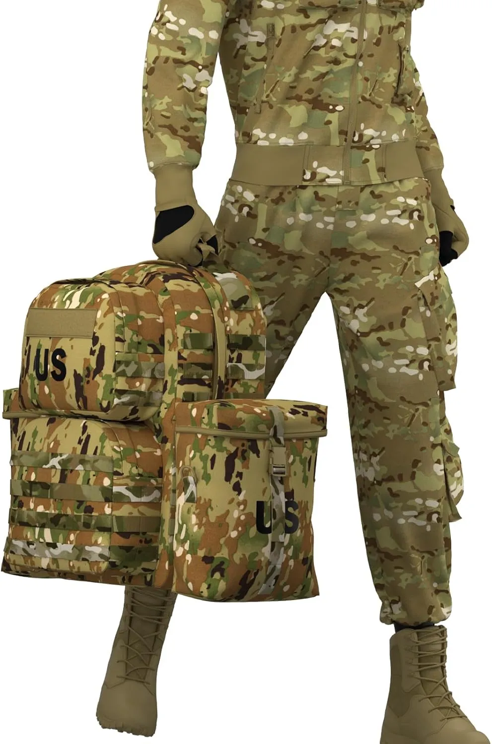 Akmax MOLLE II Medium Rucksack Military Tactical Backpack with Detachable Side Pouches & Upgraded Frame for Enhanced Comfort