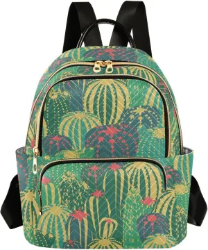 ALAZA Cacti with Flowers and Thorns in Green Casual Fashion Polyester Travel Rucksack Shoulder Bag