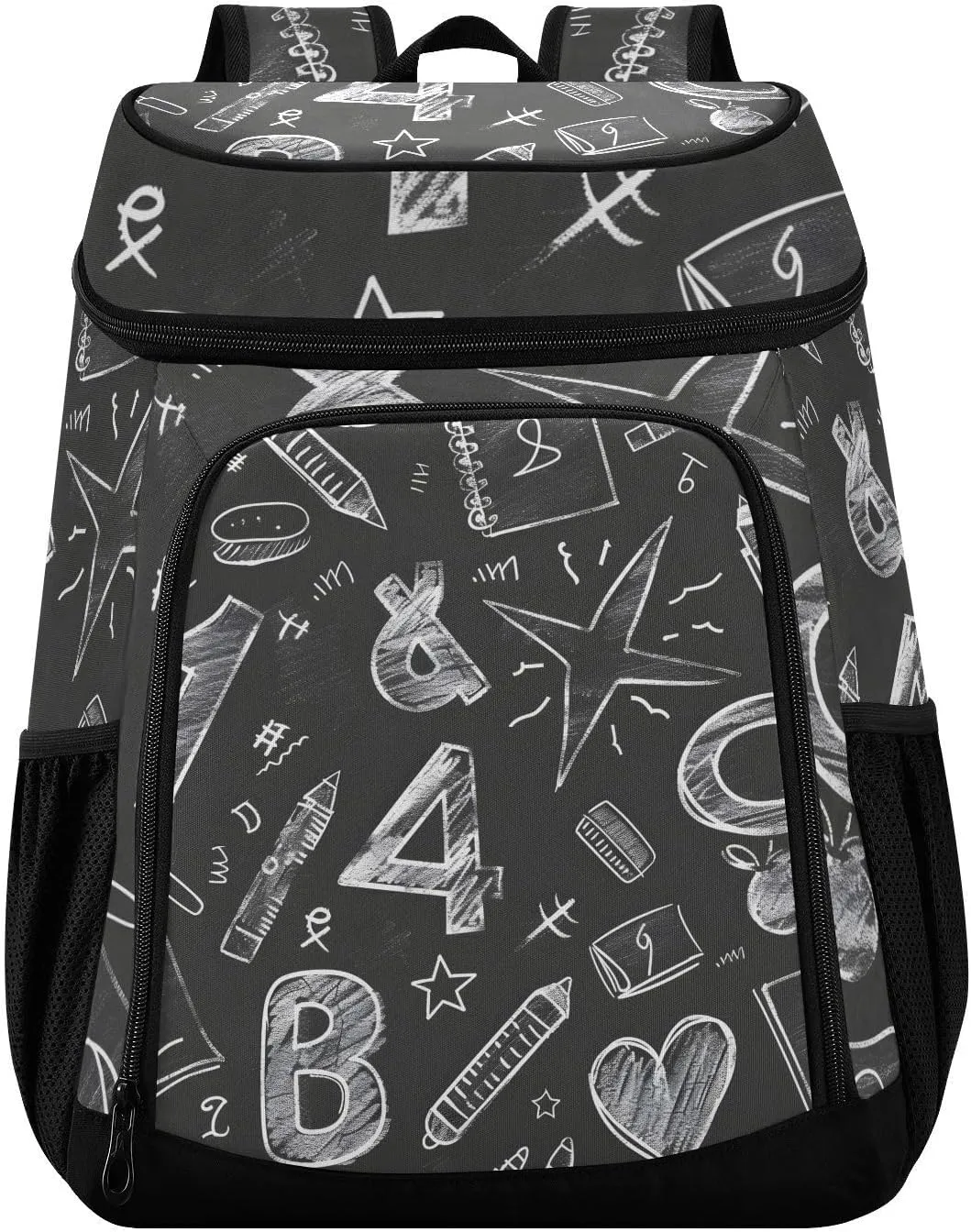 ALAZA Chalk Drawn Sketches Numbers Scribbles Cooler Backpack Insulated Leak Proof Beach Cooler Bag 30 Cans Waterproof Lightweight Soft Lunch Picnic Hiking Camping Backpack Cooler for Men Women