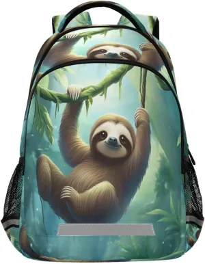 ALAZA Cute Sloth Jungle School Backpack for Girls & Boys, Kids Laptop Bookbag with Reflective Strip 17in