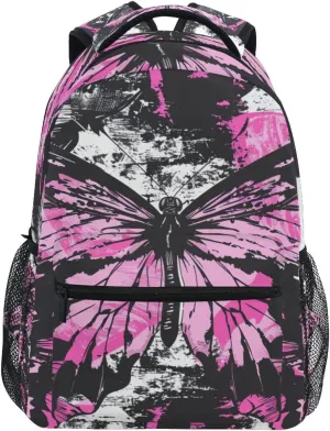 ALAZA Pink Butterfly Pink Butterflies Black Backpacks for Girls Boys School Backpack Kids Bookbag 3rd 4th 5th Grade Elementary Students Daypacks Travel Laptop Shoulder Bag