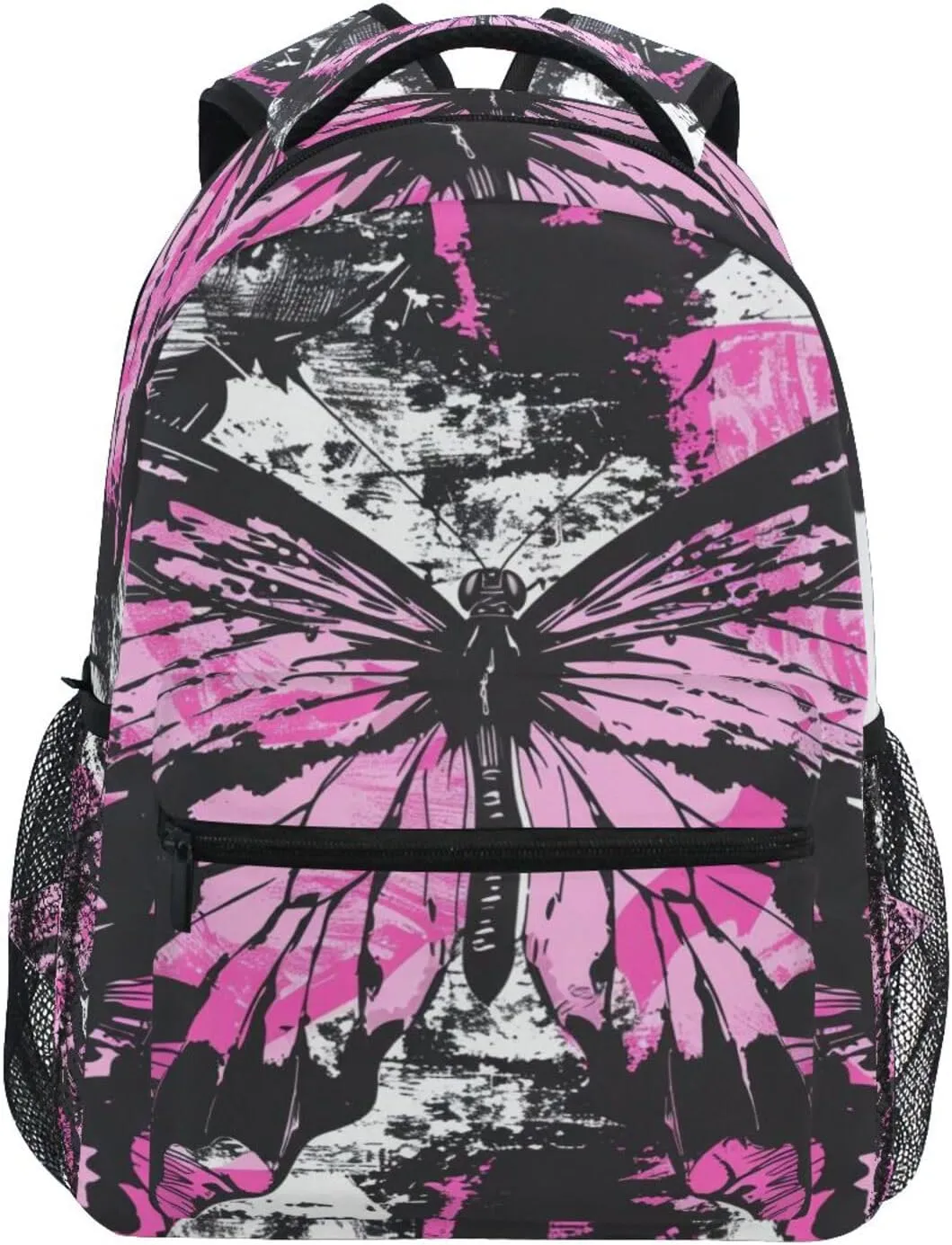 ALAZA Pink Butterfly Pink Butterflies Black Backpacks for Girls Boys School Backpack Kids Bookbag 3rd 4th 5th Grade Elementary Students Daypacks Travel Laptop Shoulder Bag