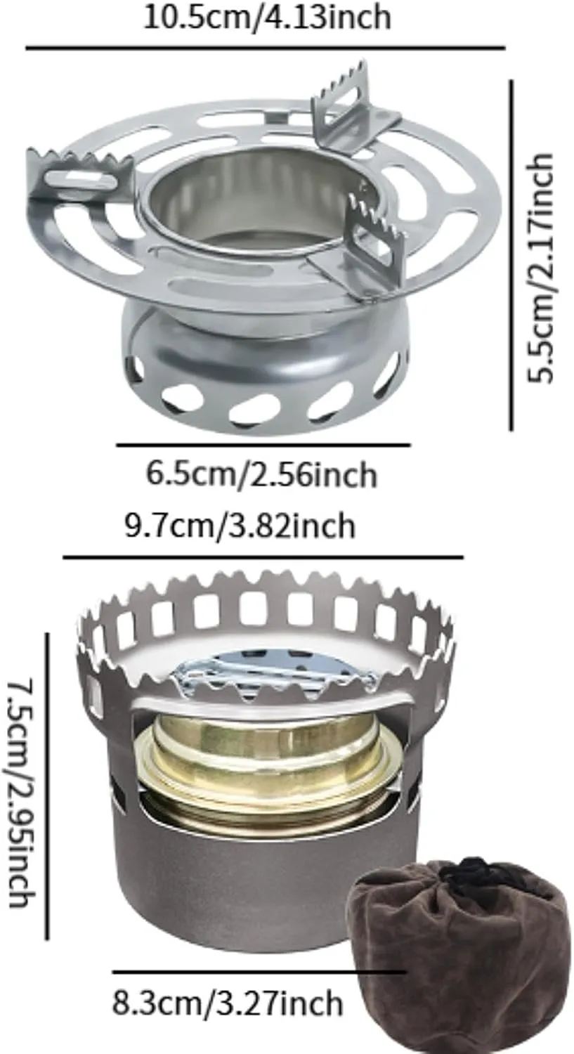 Alcohol Furnace Camping Furnace Aluminum Alloy Windproof Compact Spirit Burner for Backpacking Cooking BBQ Travel Outdoor, Gray