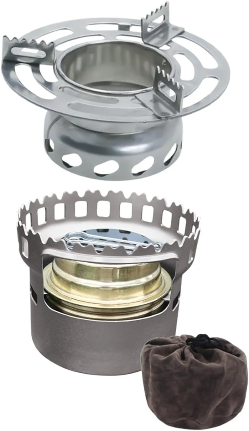 Alcohol Furnace Camping Furnace Aluminum Alloy Windproof Compact Spirit Burner for Backpacking Cooking BBQ Travel Outdoor, Gray
