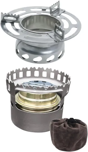 Alcohol Furnace Camping Furnace Aluminum Alloy Windproof Compact Spirit Burner for Backpacking Cooking BBQ Travel Outdoor, Gray