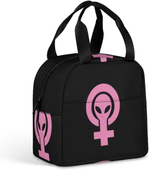 Alien Feminist Symbol Insulated Lunch Bag with Handle Lunch Box Freezable Work and Travel Tote Meal Prep Organizer