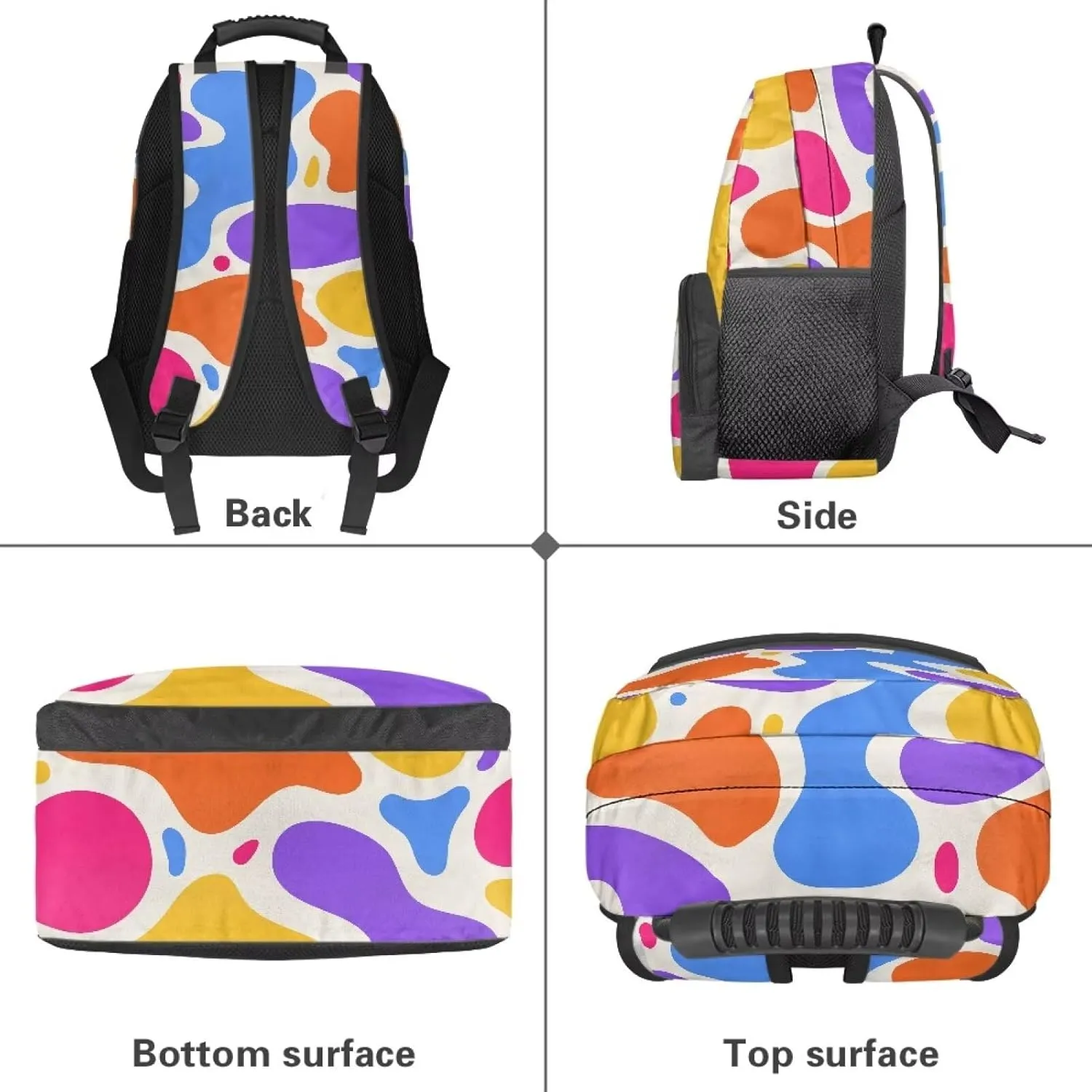 All Over Print Backpack for Women & Men - Abstract Colorful Spot Print 17 In Lightweight Laptop Backpack, Water Resistant College School Bookbag with Side Pockets, Trendy Travel Rucksack
