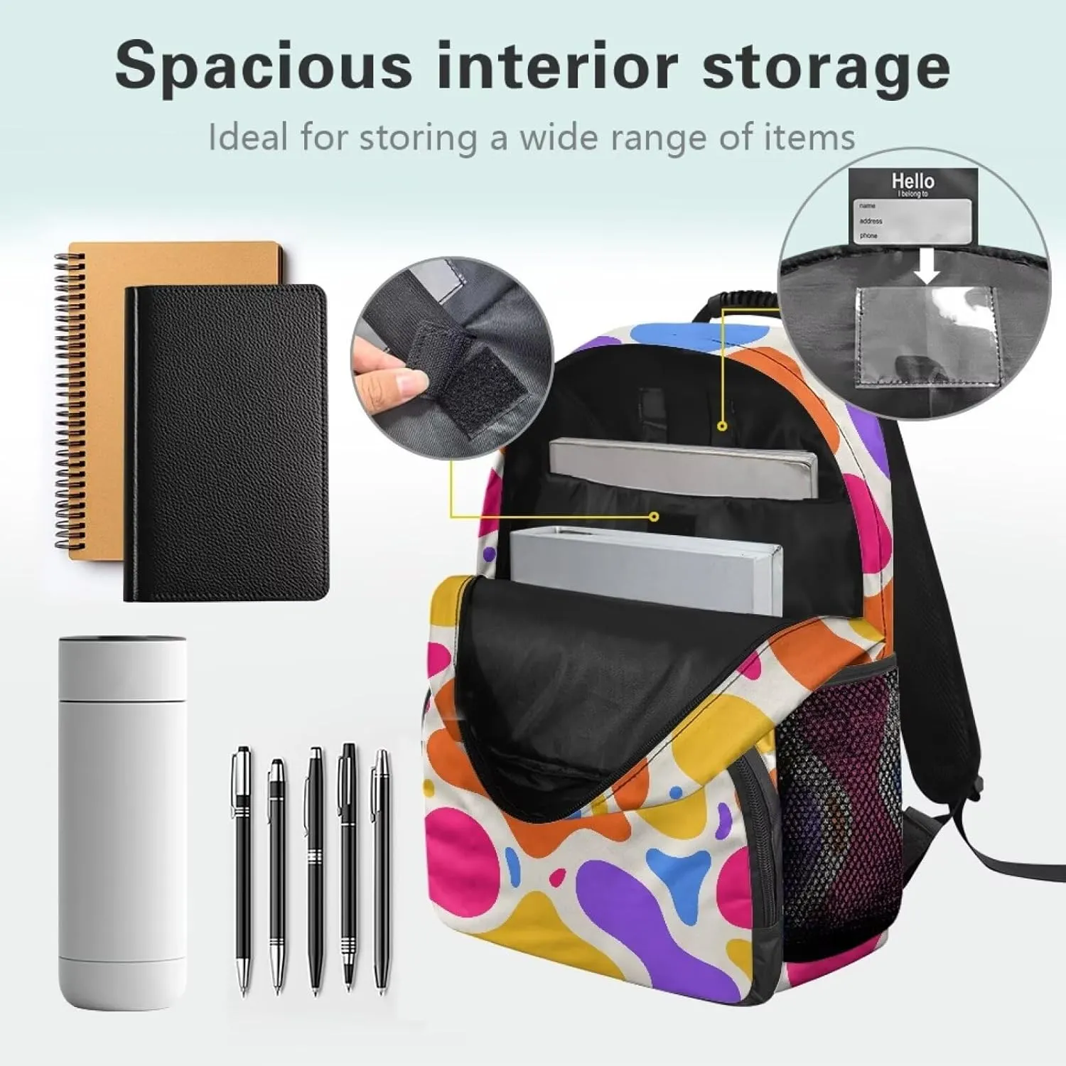 All Over Print Backpack for Women & Men - Abstract Colorful Spot Print 17 In Lightweight Laptop Backpack, Water Resistant College School Bookbag with Side Pockets, Trendy Travel Rucksack