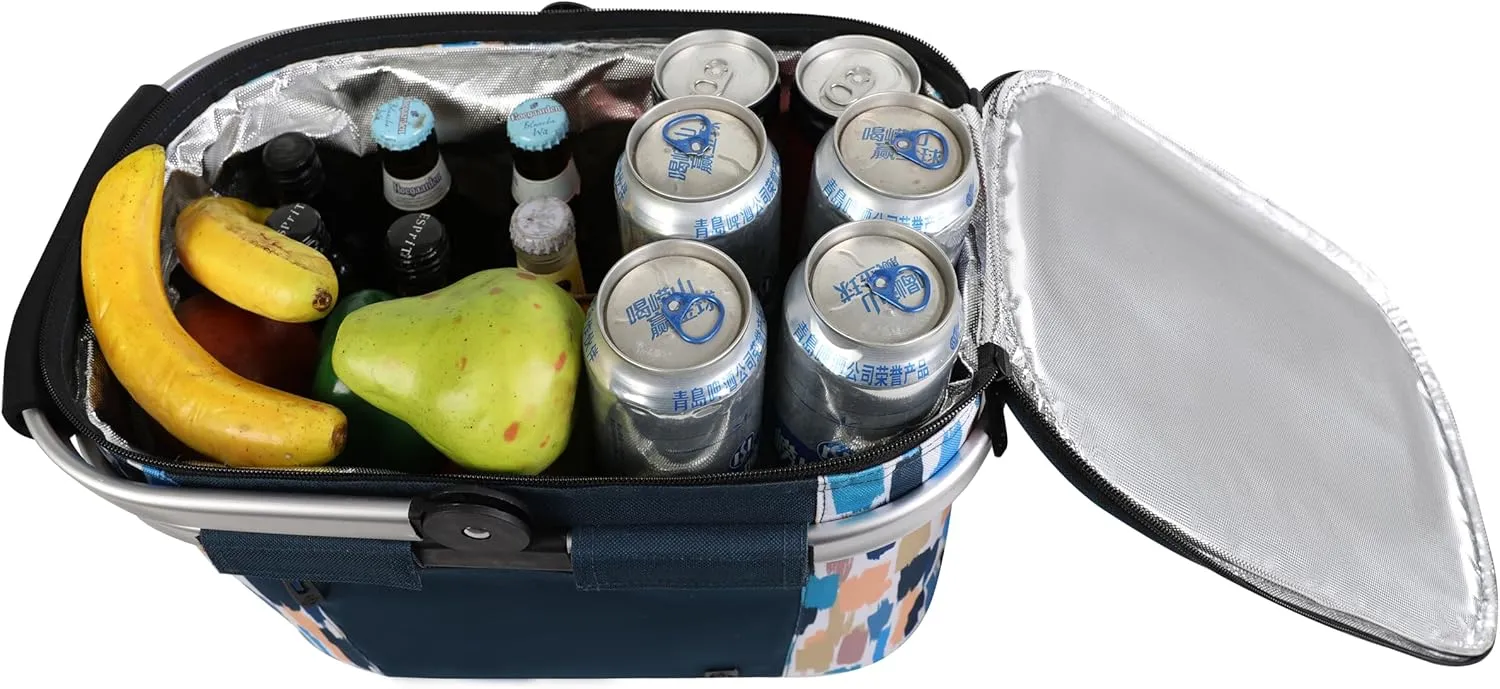 ALLCAMP Insulated Cooler Bag Portable Collapsible Picnic Basket Cooler with Sewn in Frame (Medium Graffiti Pattern)