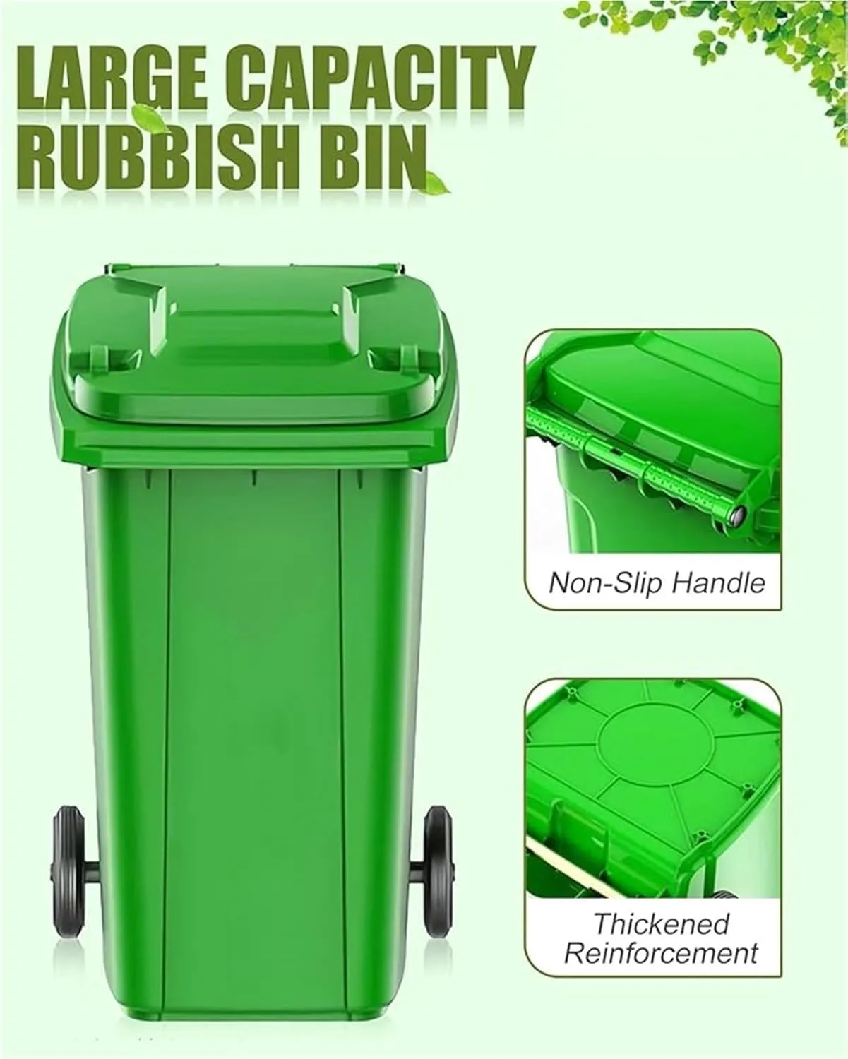 AMAZWI Outdoor Garbage Can Wheeled Trash Can with Lid,100-Pcs Garbage Bag,Large Garage Trash Can(Yellow,240L)