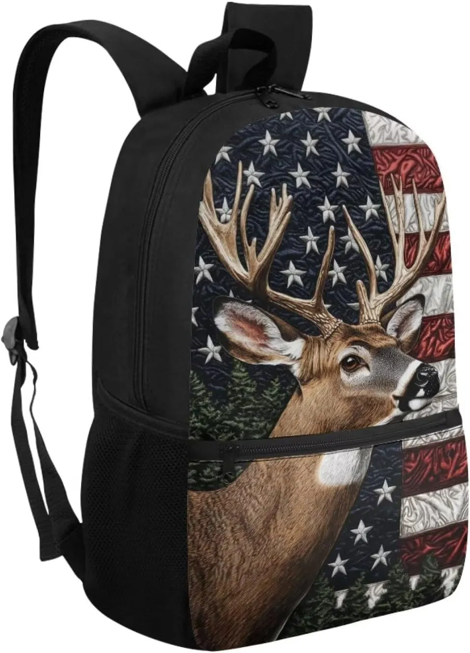 American Flag Backpack for Boys 2Nd Grade 3Rd Grade 4Th Grade Elk Book Bag Girls Preschool Primary Kindergarten School Bag with Side Pockets Daycare Satchel Bag