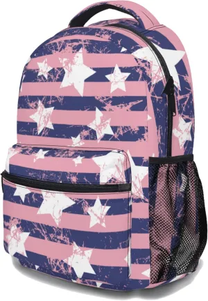 American Flag Ergonomics Backpack Star and Stripe Waterproof Travel Bags Patriotic Casual Daypacks Notebook Laptop 17 Inch