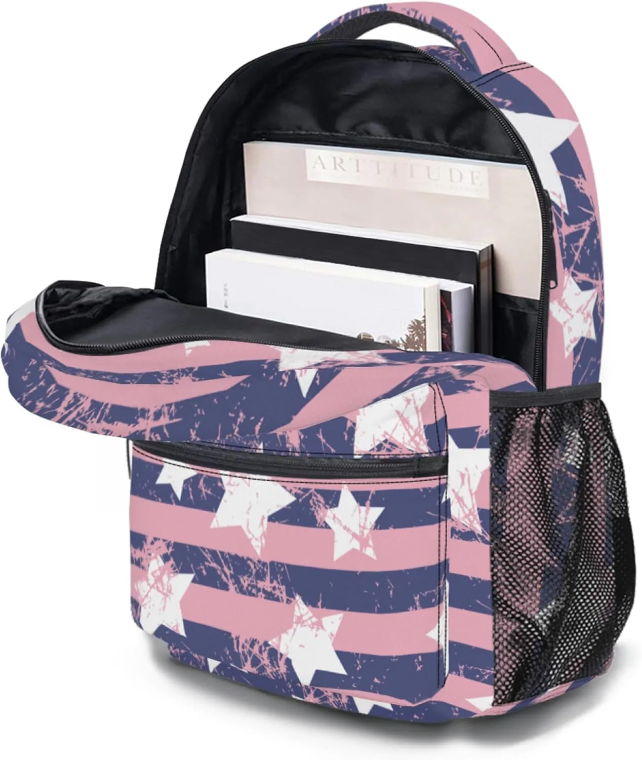 American Flag Ergonomics Backpack Star and Stripe Waterproof Travel Bags Patriotic Casual Daypacks Notebook Laptop 17 Inch
