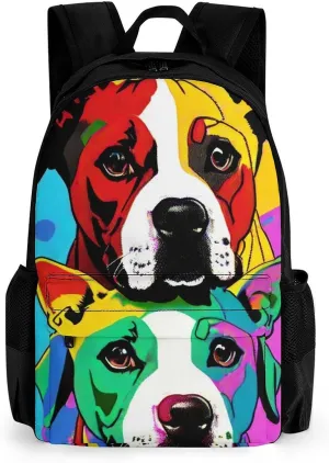 American Pit Bull Terrier Dog Art Rucksack Polyester Anti-Theft Multipurpose Carry On Bag Large Capacity Travel and Sport Backpack Rucksack With Smooth Zippers