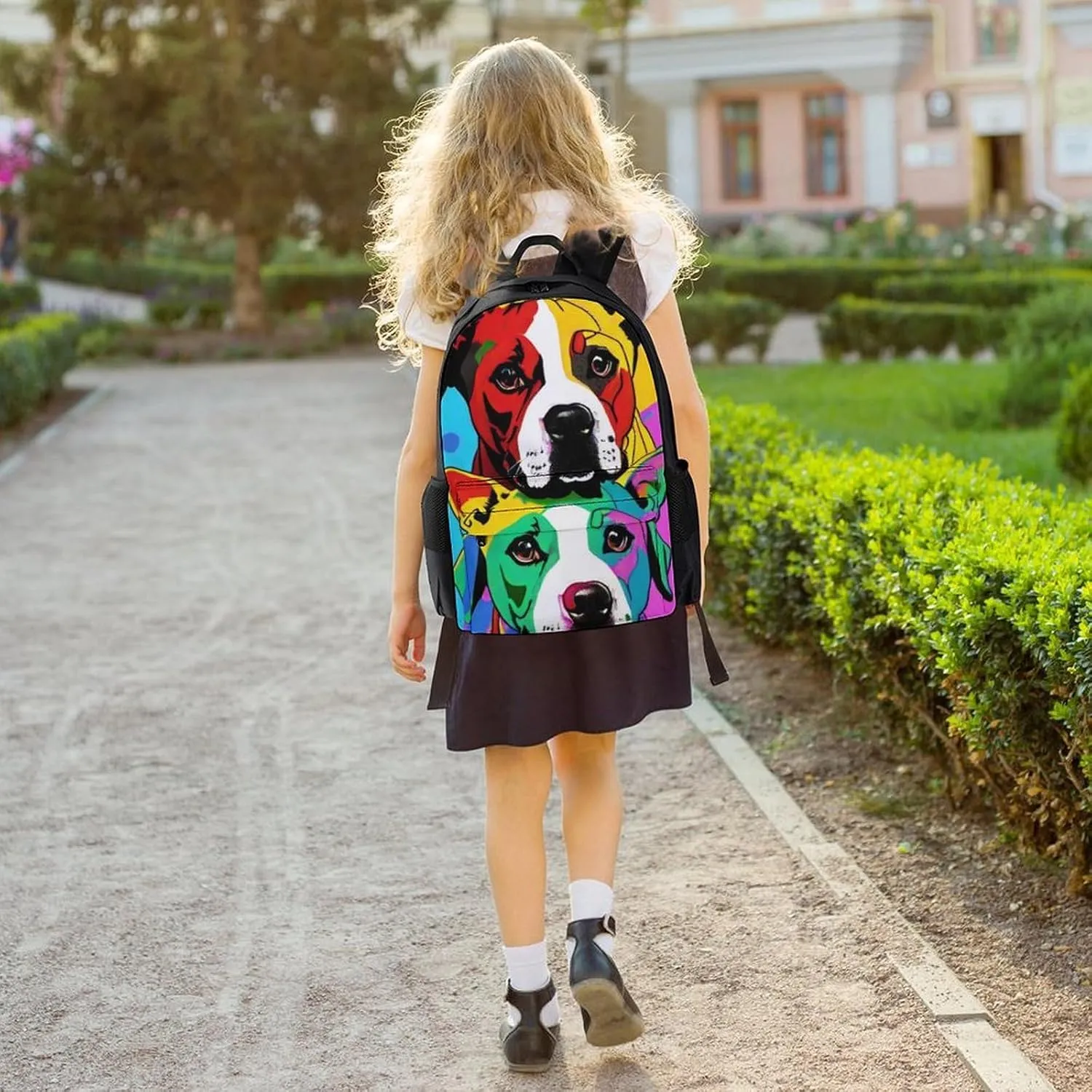 American Pit Bull Terrier Dog Art Rucksack Polyester Anti-Theft Multipurpose Carry On Bag Large Capacity Travel and Sport Backpack Rucksack With Smooth Zippers