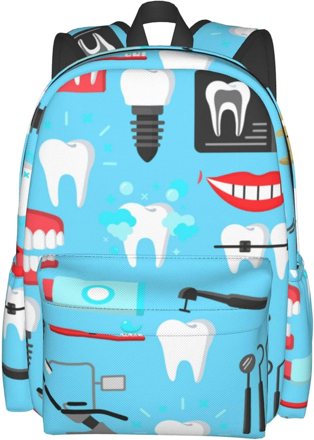 AMRANDOM Teeth Dental Seamless Pattern Blue Backpack Purse for Women Men Travel Bag Rucksack Ladies for Travel Hiking
