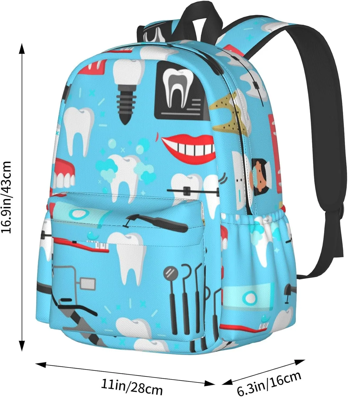 AMRANDOM Teeth Dental Seamless Pattern Blue Backpack Purse for Women Men Travel Bag Rucksack Ladies for Travel Hiking