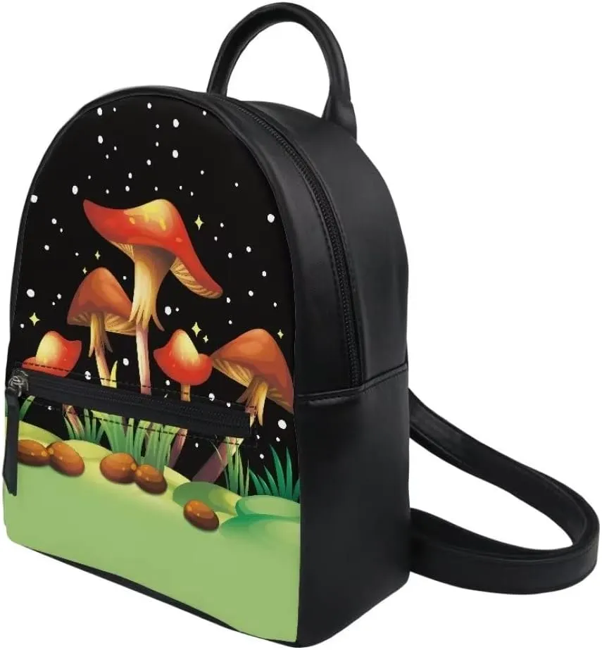 Amzbeauty Mushroom Theme Small Shoulder Bag Cool Skull Printed Cheap Mini Women Backpack for Outdoor