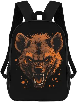 Angry Hyena Dog Fashion 17 Inch Backpack Simple Shoulders Daypacks Lightweight Laptop Bag Travel Gear