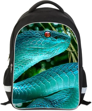 Animal Snake Print School Backpack for Children with Laptop Compartment