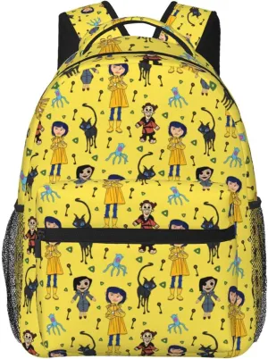 Animated Cora'Lines Movie Backpack Horror Animated Travel Casual Daypacks Lightweight Laptop Bags Outdoor Knapsack Multi-Function Bookbag