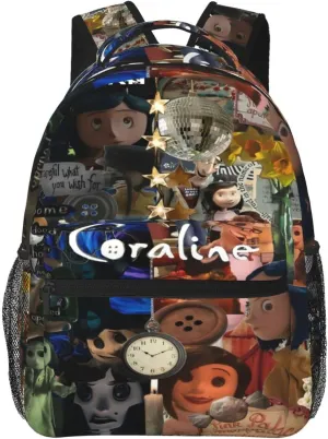 Animated Cora'Lines Movie Backpack Horror Travel Casual Daypacks Lightweight Laptop Bag Outdoor Knapsacks Multi-Function Bookbag