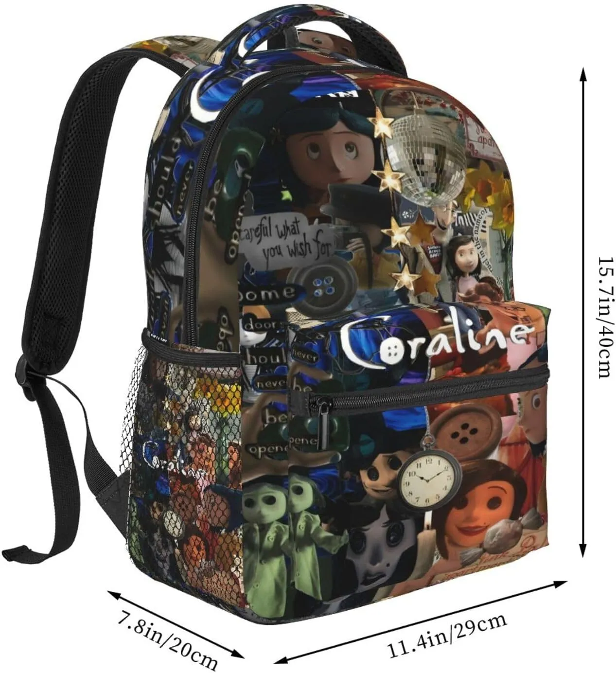Animated Cora'Lines Movie Backpack Horror Travel Casual Daypacks Lightweight Laptop Bag Outdoor Knapsacks Multi-Function Bookbag