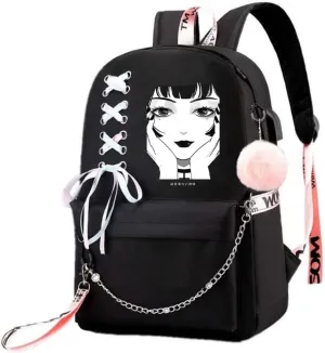 Anime Kawakami Tomie Backpack Cosplay Mochila Rucksack Kawaii Ribbon Backpack (3)