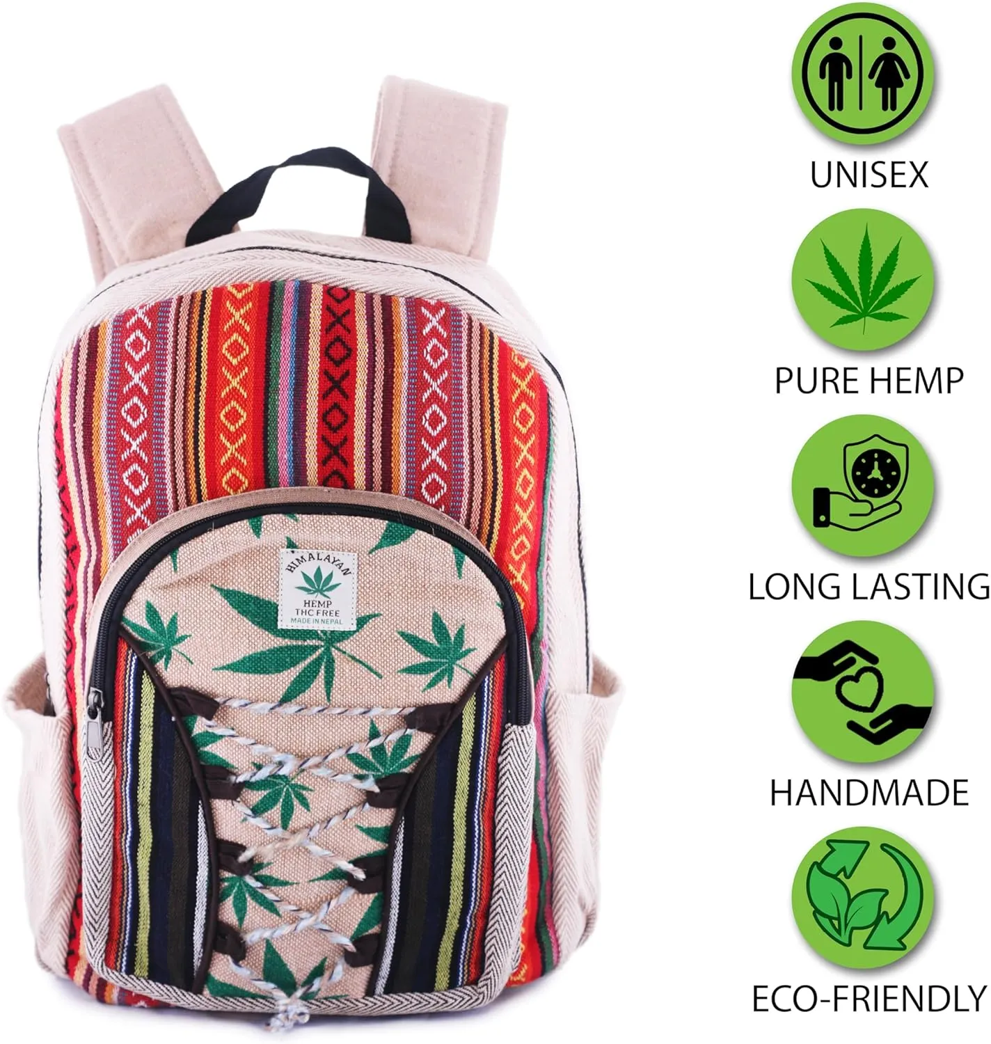 Anitya Hemp Backpack, Multi-Functional Pockets, Eco-Friendly, Unisex, Hiking Daypack, Durable Rucksack (AHLB010)