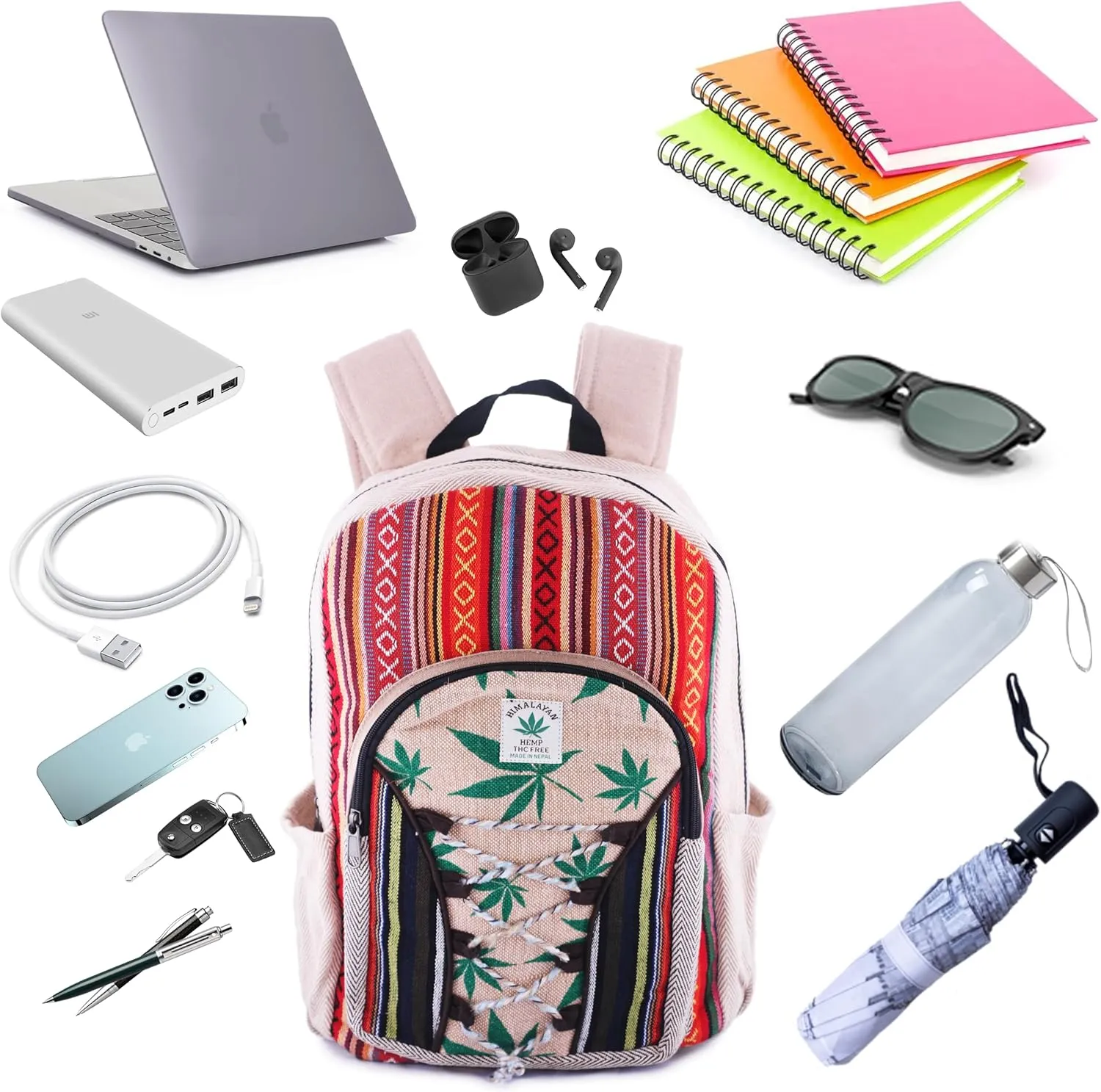 Anitya Hemp Backpack, Multi-Functional Pockets, Eco-Friendly, Unisex, Hiking Daypack, Durable Rucksack (AHLB010)