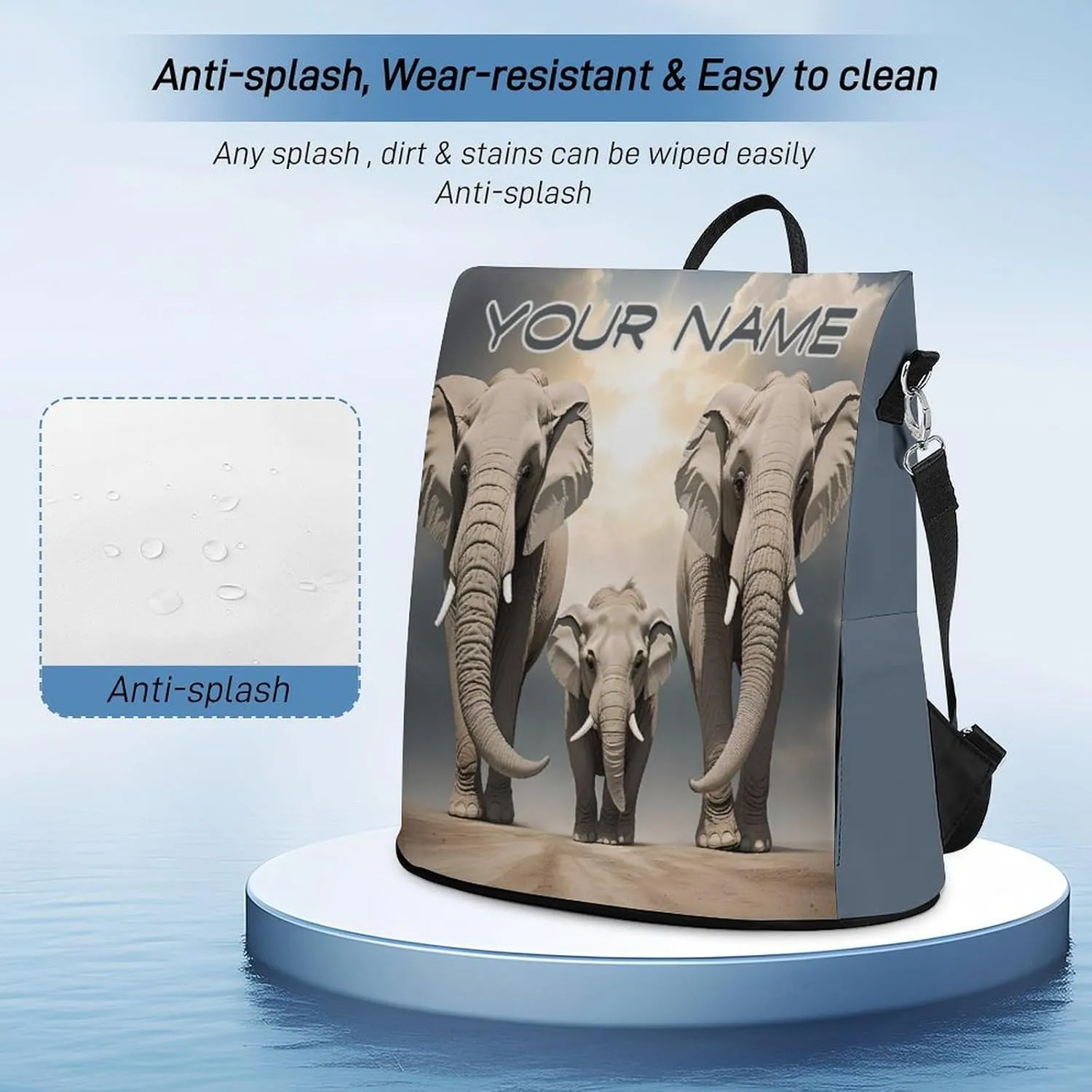 Anti-Theft Daypacks Custom African Elephant Backpack Purse for Women Fashion Bag Travel Pack Personalized Name Basic Casual Bags