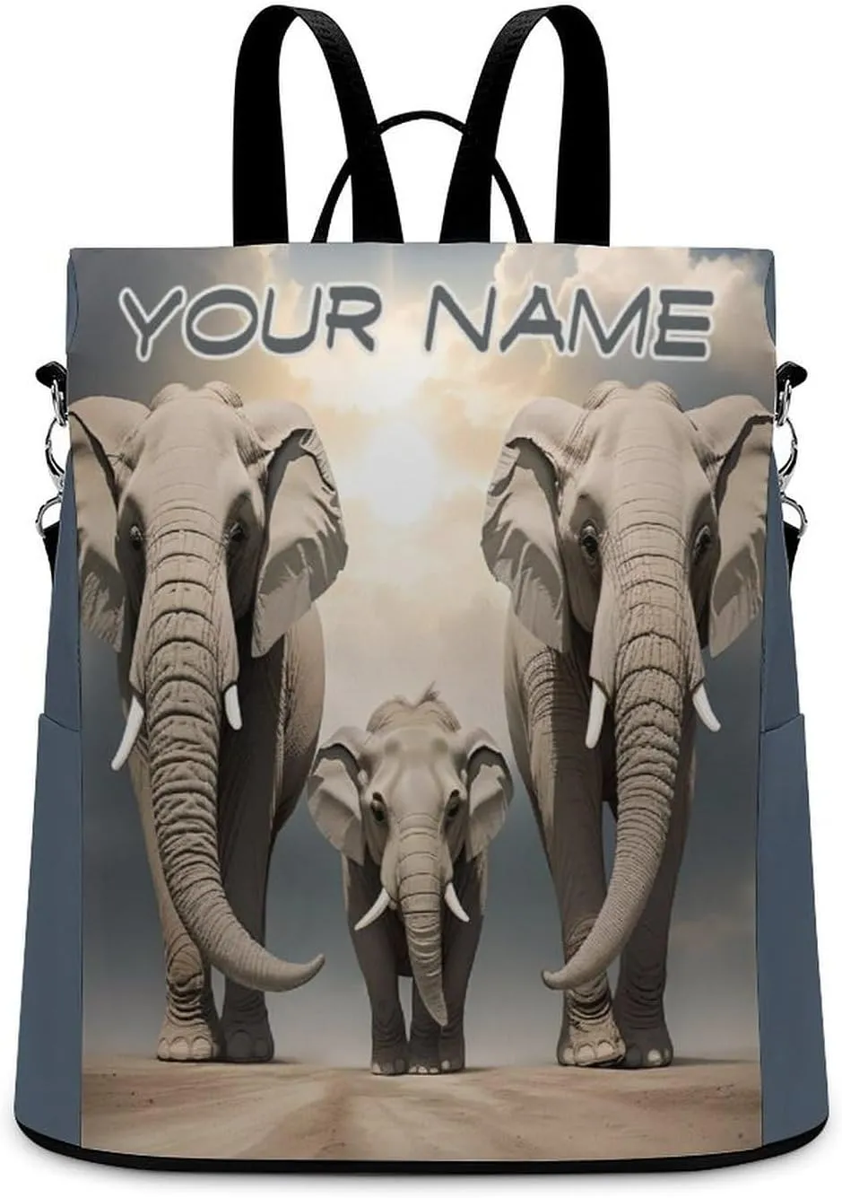 Anti-Theft Daypacks Custom African Elephant Backpack Purse for Women Fashion Bag Travel Pack Personalized Name Basic Casual Bags