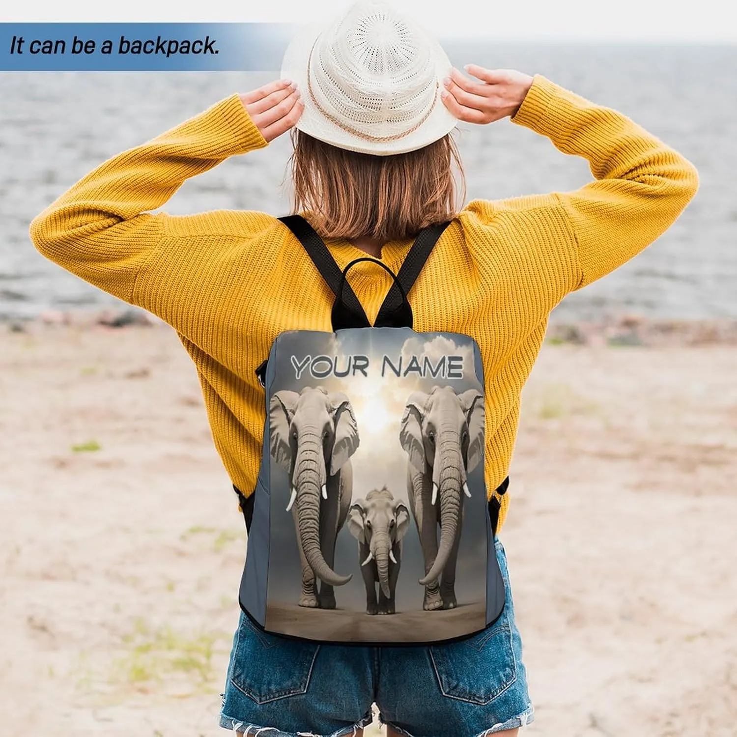Anti-Theft Daypacks Custom African Elephant Backpack Purse for Women Fashion Bag Travel Pack Personalized Name Basic Casual Bags