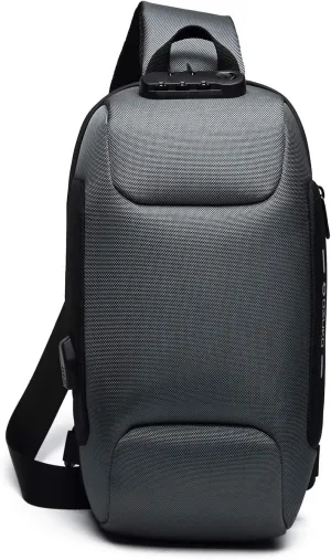 Anti-theft Sling Bag New Men Crossbody Bag Women Chest Pack with USB Charging Port Reflective Stripe Shoulder Bag for Cycling Camping Riding Hiking Daypacks Waterproof Polyester Gray A