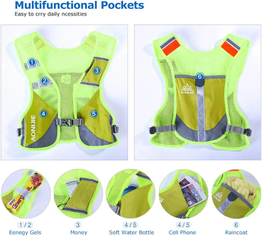 AONIJIE Men Women Ultralight Running Vest Pack Reflective Breathable Hydration Backpack for Hiking Camping Marathon Cycling Race (Blue)