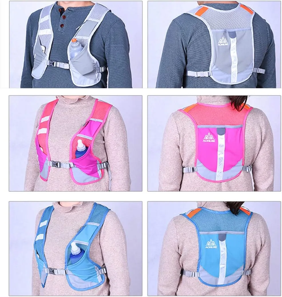 AONIJIE Men Women Ultralight Running Vest Pack Reflective Breathable Hydration Backpack for Hiking Camping Marathon Cycling Race (Blue)