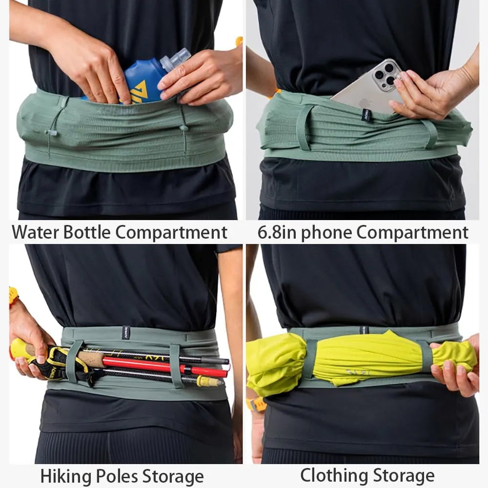 AONIJIE Running Belt with 250ml Soft Flask for Women and Men Lightweight & Non-slip Black Fanny Pack Fits All Size Phones Passport and More (Light Green, S)
