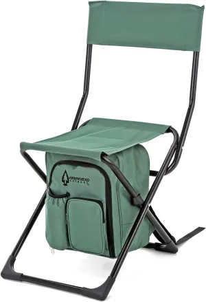Arrowhead Outdoor Multi-Function 3-in-1 Compact Camp Chair: Backpack, Stool & Insulated Cooler, w/Bottle Holder & Storage Bag, External Pockets, Backrest, Fishing, Hiking, Heavy-Duty, USA-Based