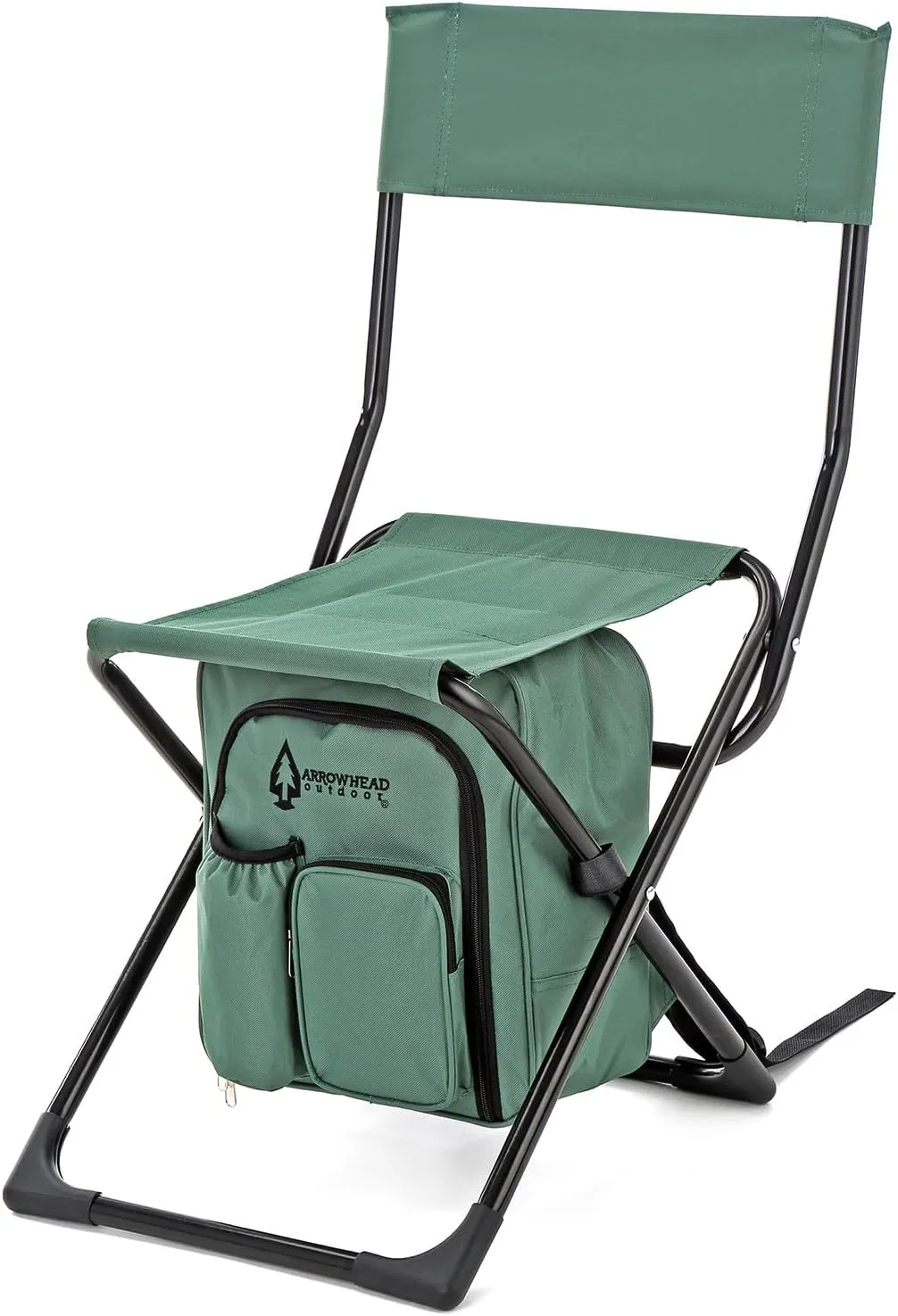 Arrowhead Outdoor Multi-Function 3-in-1 Compact Camp Chair: Backpack, Stool & Insulated Cooler, w/Bottle Holder & Storage Bag, External Pockets, Backrest, Fishing, Hiking, Heavy-Duty, USA-Based