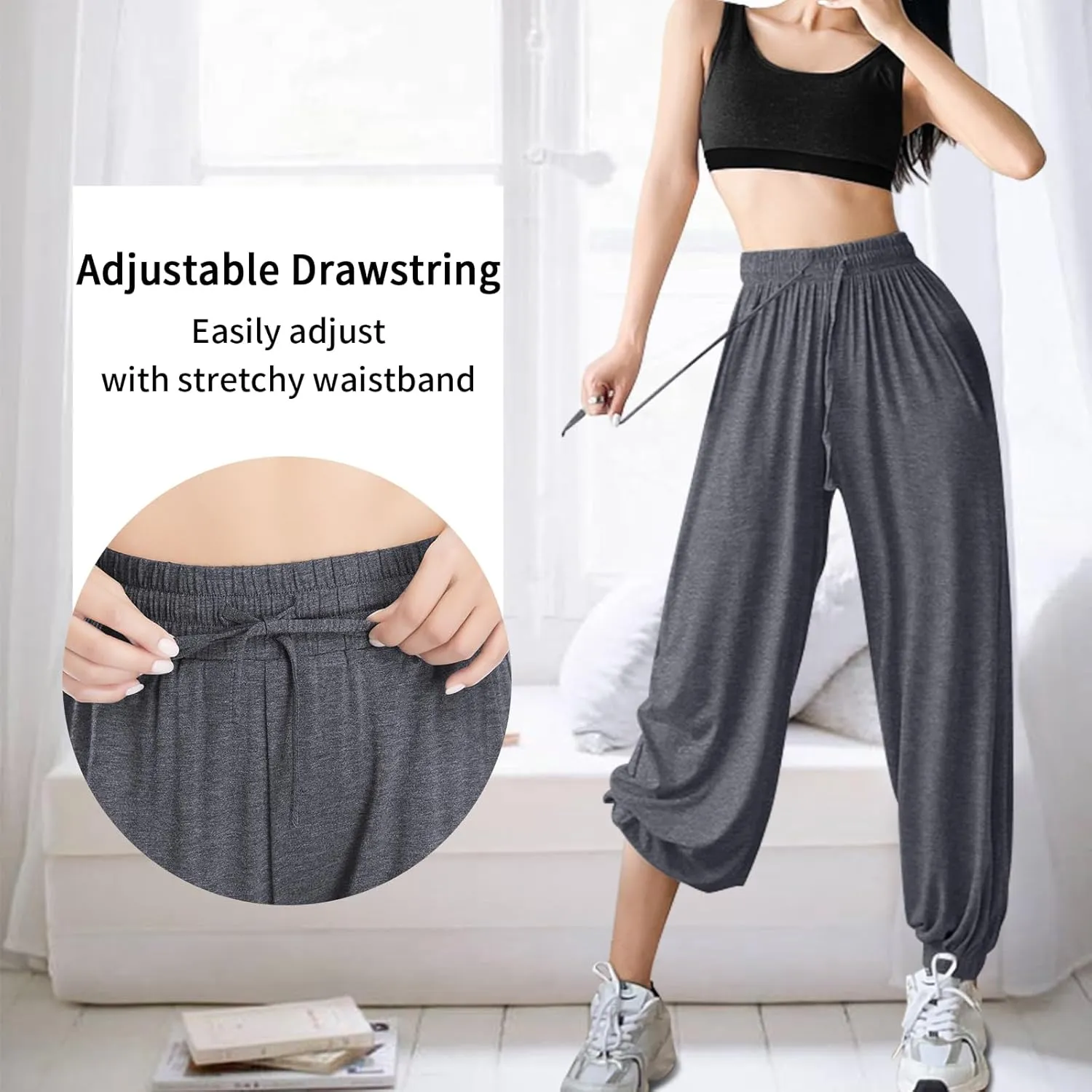 ASIMOON Womens Pants Lightweight Loose Casual Joggers Comfy Stretch Yoga Running Workout Lounge Pants with Pockets